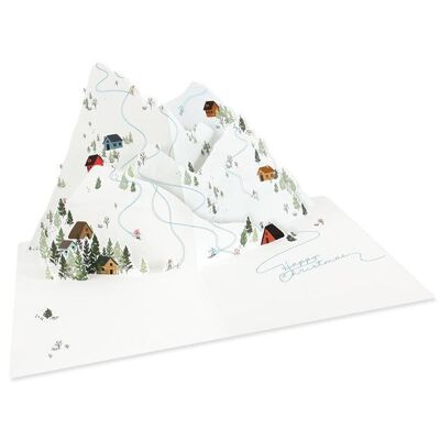 Biglietto d'auguri con strati 3D per pista da sci alpino (9367)