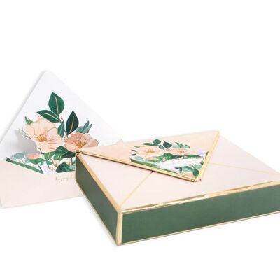 Notas en caja con sobre floral (9292)