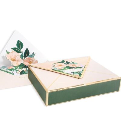 Notas en caja con sobre floral (9292)