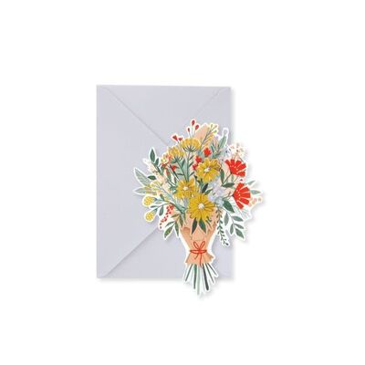 Biglietto d'auguri a strati 3D con fiori di campo (9384)
