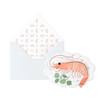 Carte de vœux de couche 3D de crevettes (9392)