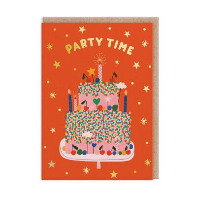 Tarjeta de felicitación de pastel rojo Party Time (10457)