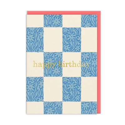 Checker floral Happy Birthday (9273)