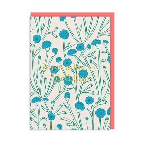 Blue Floral Have A Lovely Birthday Card (9276)