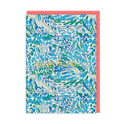 Blue Abstract Happy Birthday Card (9280)