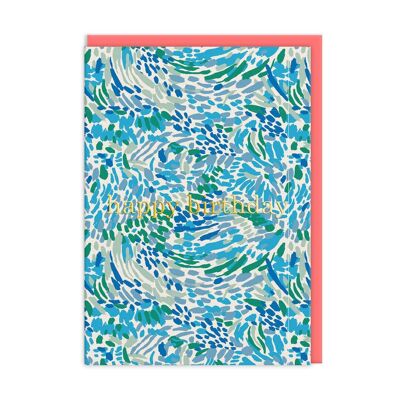 Blue Abstract Happy Birthday Card (9280)