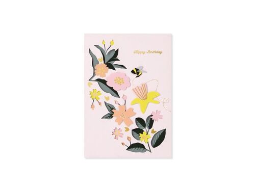 Floral Birthday 3D Layer Greeting Card (9378)