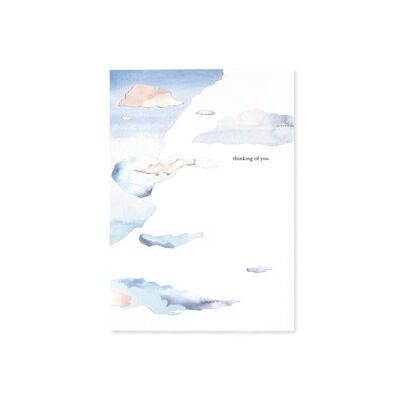 Tarjeta de felicitación con capa 3D de nubes (9379)