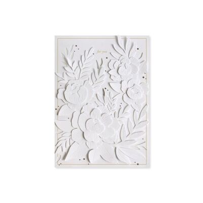 Tarjeta de felicitación con capa 3D de flores blancas (9368)