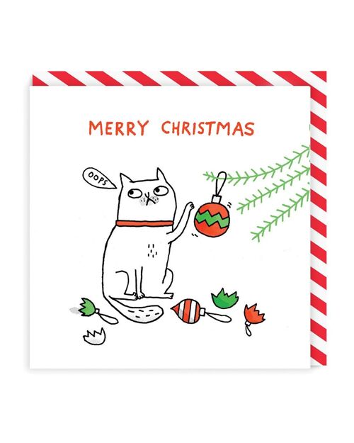 Oops Cat Merry Christmas Greeting Card (639)