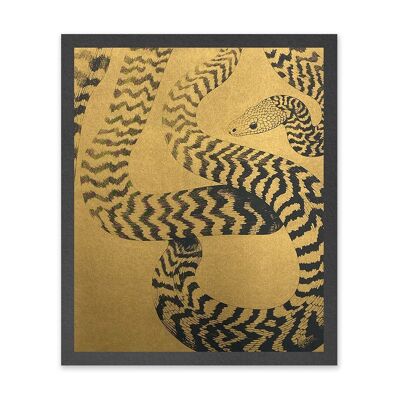 Impresión artística de serpiente negra y dorada (10950)