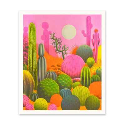 Impression artistique de cactus roses (10951)