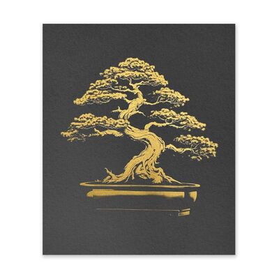 Black & Gold Bonsai Art Print (10974)