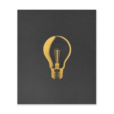Impression d’art d’ampoule noire et dorée (10983)