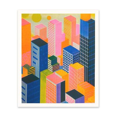 Impresión de arte de edificios abstractos (10999)