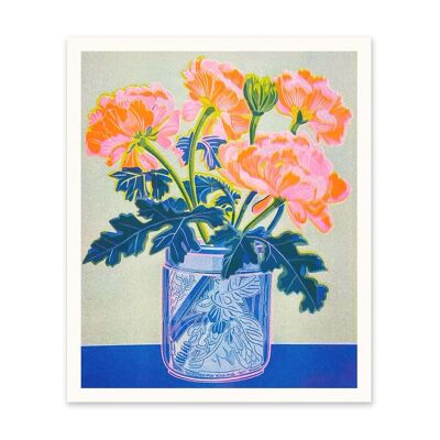 Neon Peonies Art Print (11008)