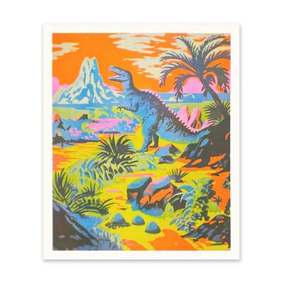 Neon-Dinosaurier-Kunstdruck (11015)