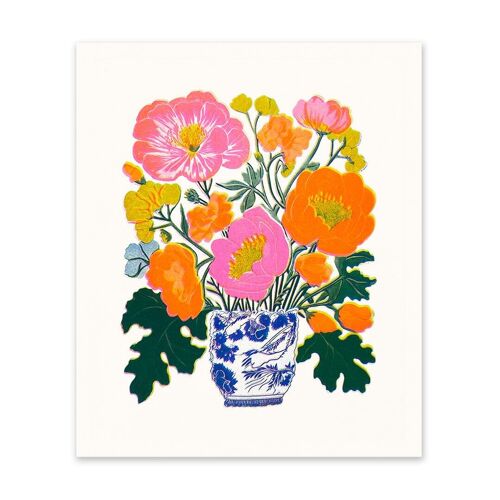 Orange & Pink Peonies Art Print (11029)