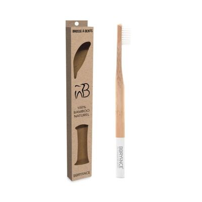 Brosse a dents en bambou adulte - blanc