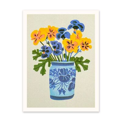 Pansies in Vase Art Print (10897)