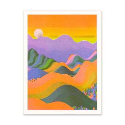 Impresión artística del paisaje montañoso del arco iris (10898)