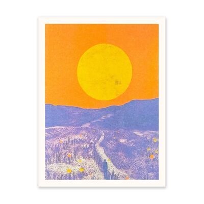 Paysage de coucher de soleil rouge 2 Impression artistique (10910)