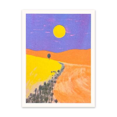 Paysage de coucher de soleil rouge 3 Impression artistique (10911)
