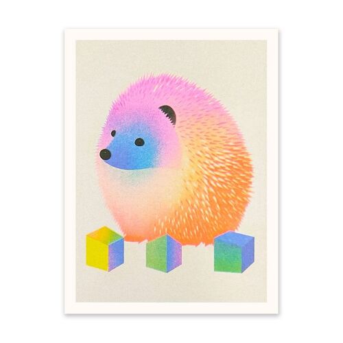 Abstract Neon Hedgehog Art Print (10921)