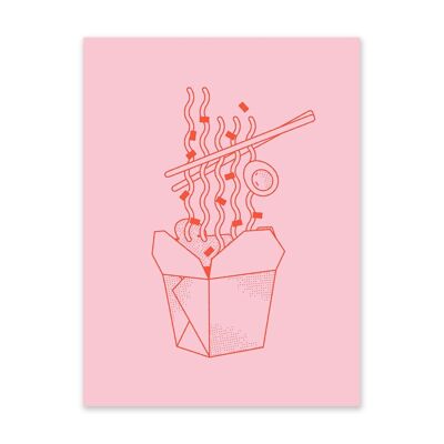 Stampa artistica con scatola di noodle rosa e rossa (10922)