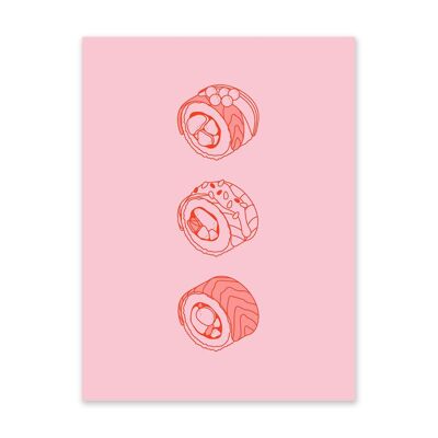 Lámina artística Sushi rosa y rojo 1 (10943)