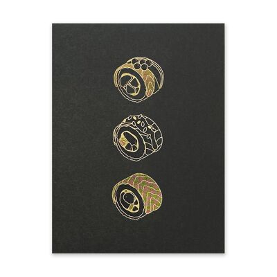 Black & Gold Sushi 2 Art Print (10942)