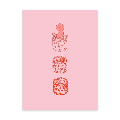 Pink and Red Sushi 2 Art Print (10944)