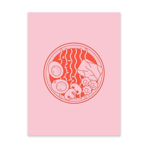 Pink and Red Ramen Bowl Art Print (10947)