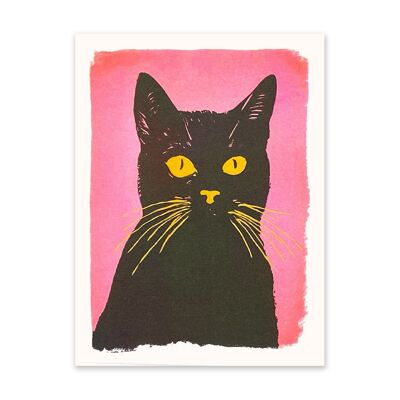 Stampa artistica retrò gatto rosa (10948)