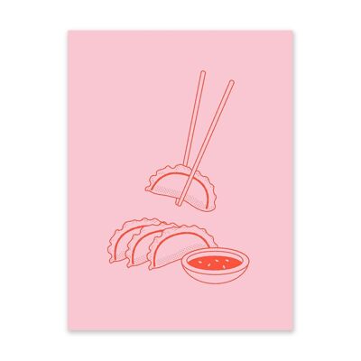 Pink and Red Gyoza Art Print (11031)