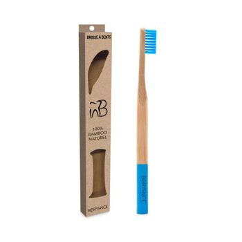 Brosse a dents en bambou adulte - bleu 1