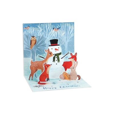 Tarjeta navideña en capas de muñeco de nieve Woodland (10658)