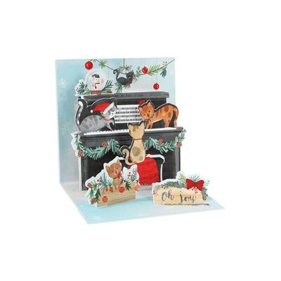 Mehrschichtige Weihnachtskarte mit Klavierkatzen (10659)