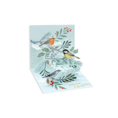 Mehrschichtige Weihnachtskarte mit Wintervögeln (10657)