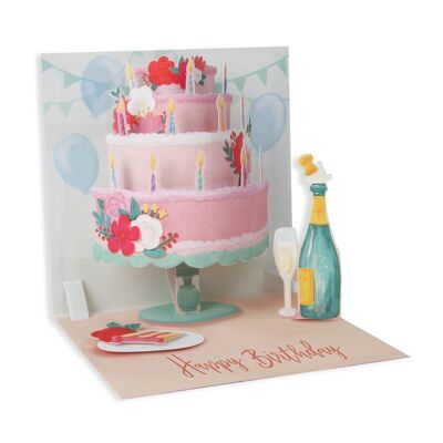 Tarjeta de cumpleaños 3D con pastel en capas (10635)