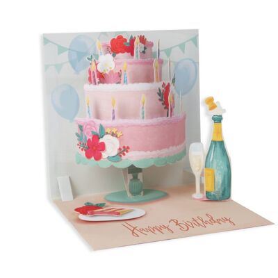 Tarjeta de cumpleaños 3D con pastel en capas (10635)