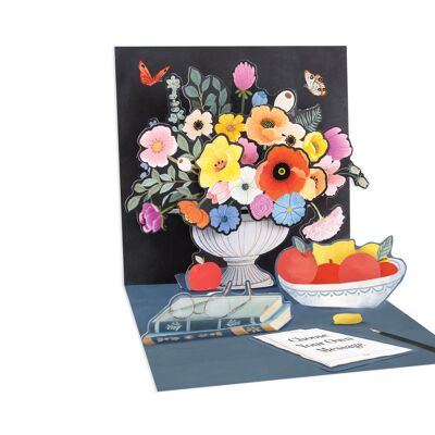 Tarjeta de felicitación barroca con capas florales oscuras (10640)