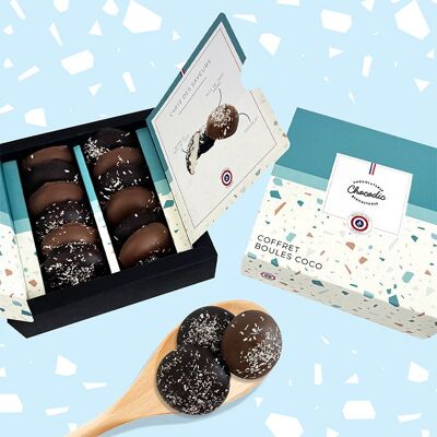 Scatola con palline di cocco | Collezione ECLATS | Cioccolato artigianale cioccolatoso