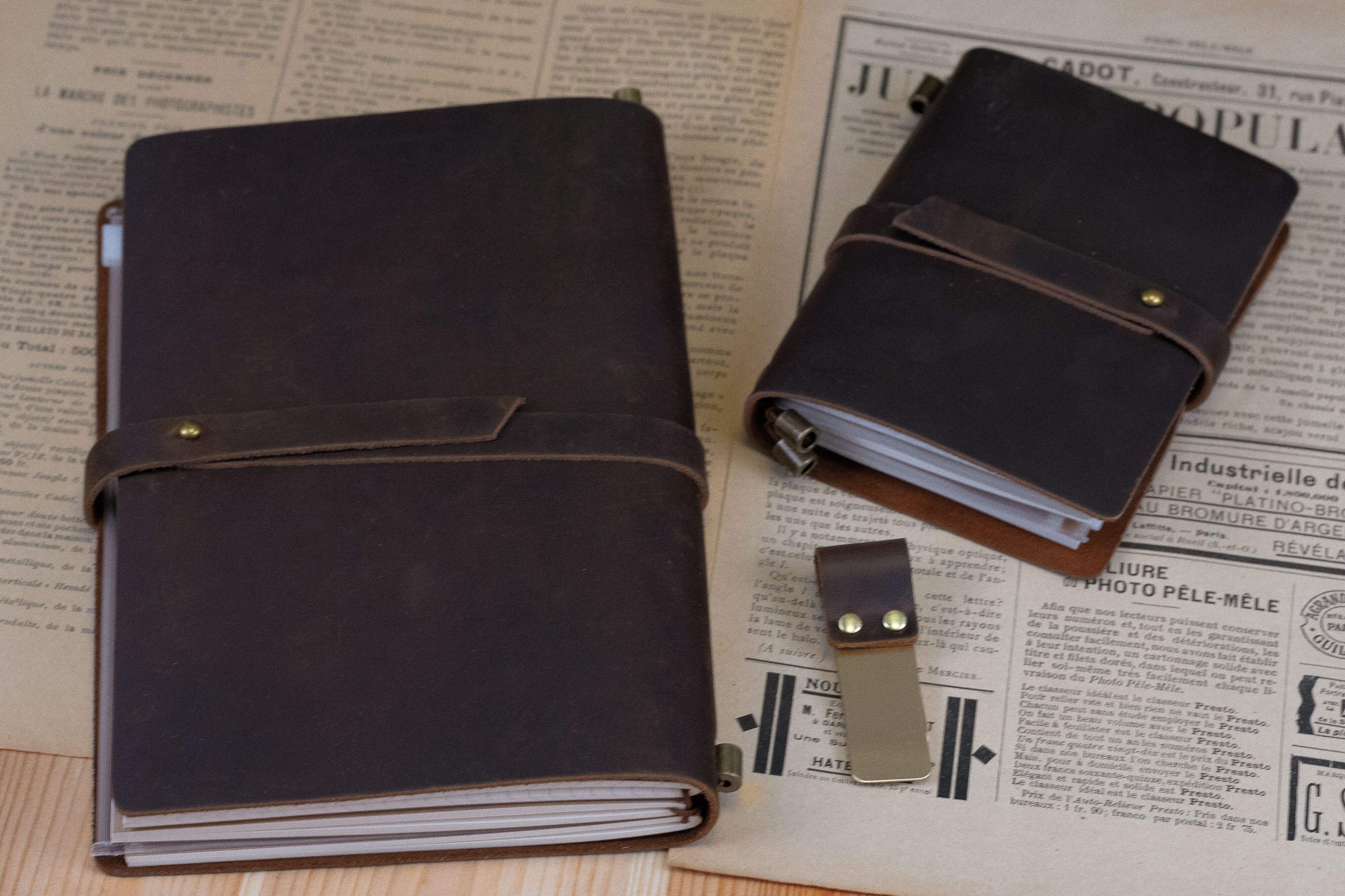 Bloc note A5 en cuir Marron #A5002