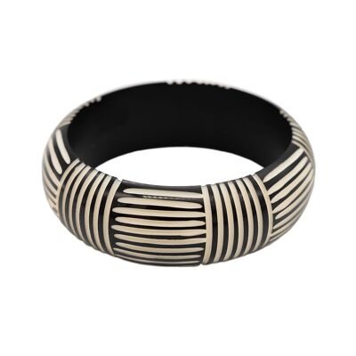 Black & Ivory Wide Resin Stripe Bangle
