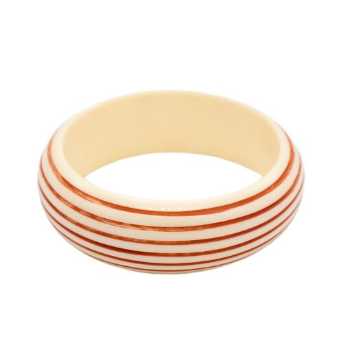 Ivory & Red Stripe Resin Bangle