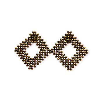 Boucles d'oreilles à tige en diamant et perles en bronze 1
