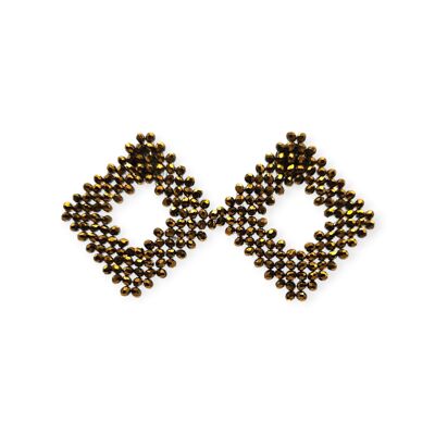 Boucles d'oreilles à tige en diamant et perles en bronze