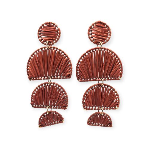 Rust Raffia Triple Sunrise Drop Earrings