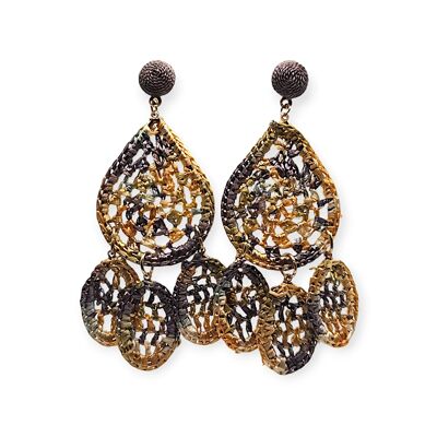 Metallic Shimmer Woven Teardrop Chandelier Earrings